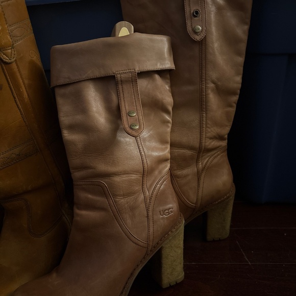 Ugg leather boots warm liking rubber sole with tread size - Picture 5 of 9